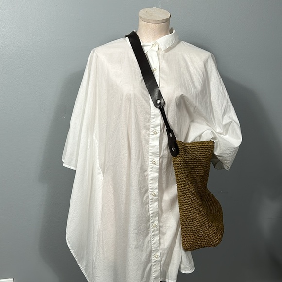 Land’s End Womens White Spread Collar Kaftan Sleeve Button-Up Shirt Size L 14-16 - Picture 2 of 16